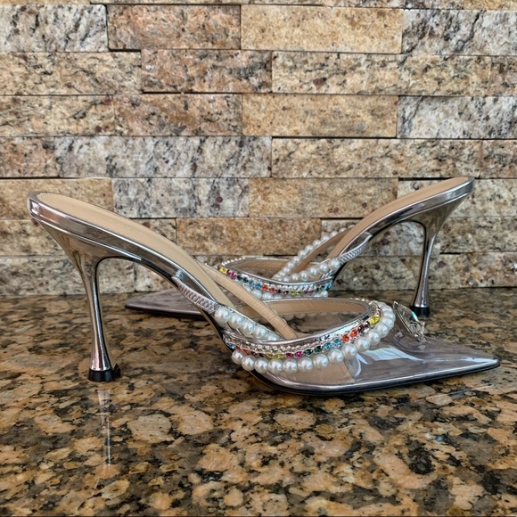 Mach & Mach Diamond of Elizabeth Imitation Pearl Pointed Toe Mule - Picture 7 of 12